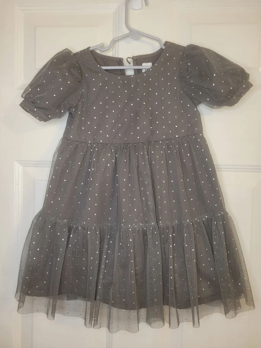 Gap Kids Gray Sparkle Tiered Tulle Dress